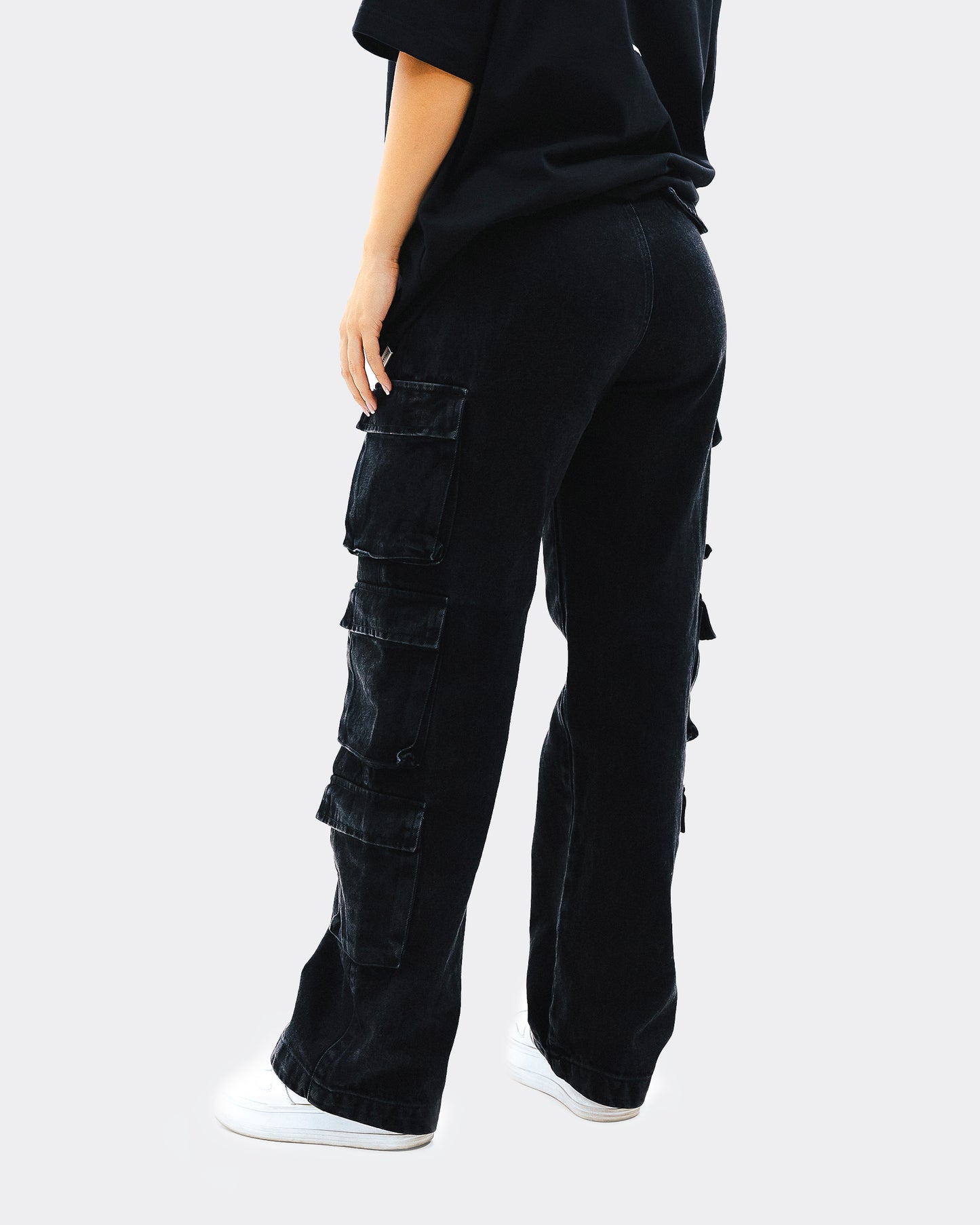 Pantalon Cargo Dama Multi-Pocket - Lavado Negro