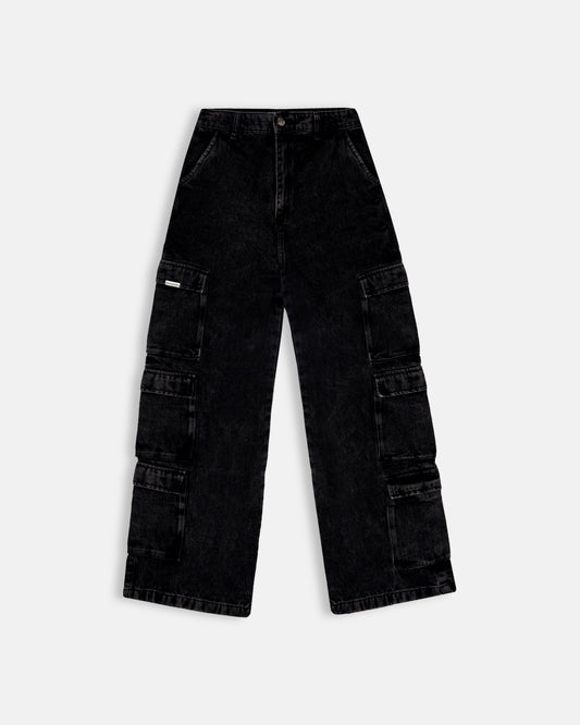 Pantalon Cargo Mujer Multi-Pocket - Lavado Negro