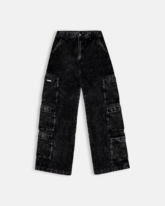 Pantalon Cargo Mujer Multi-Pocket - Negro Vintage