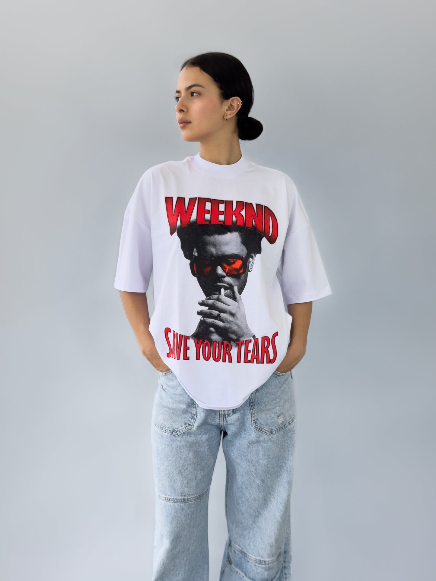 Camiseta Oversize The Weeknd - Blanca