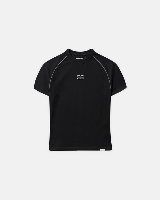 Baby Tee Silver Logo - Negro