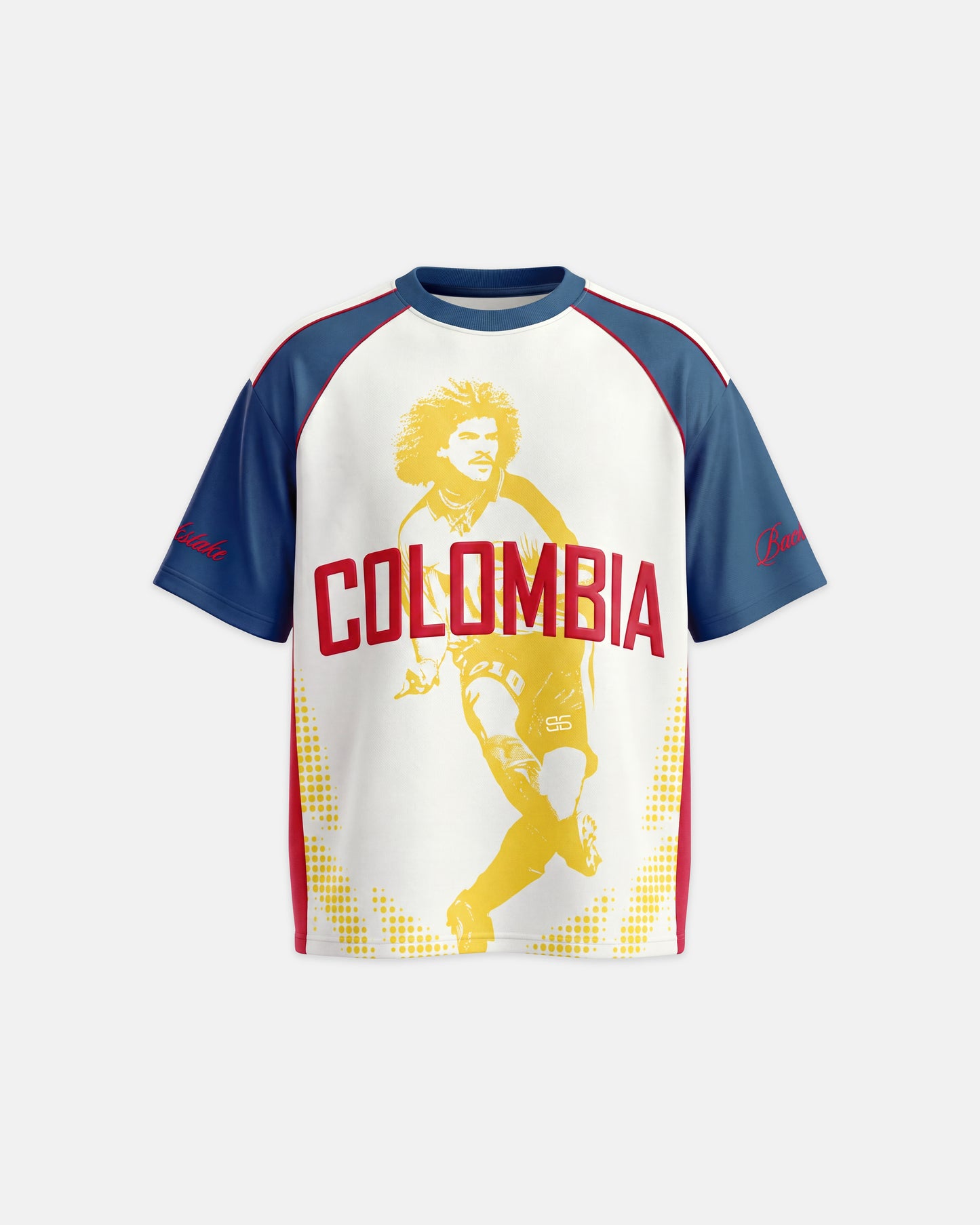 Camiseta Colombia oversize, estampado COLOMBIA con mangas azul marino - BACK STAKE