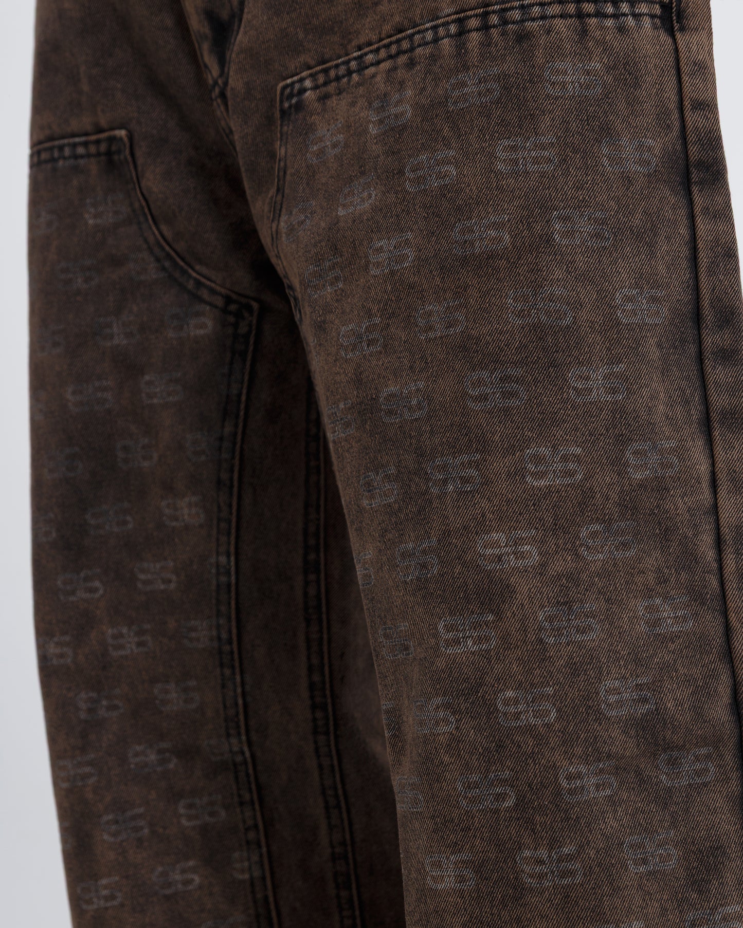 Monogram Wide Jeans - Marron